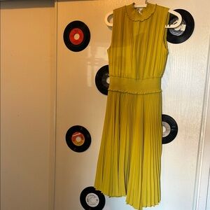 Nanette Lepore Mustard Pleated Midi Dress